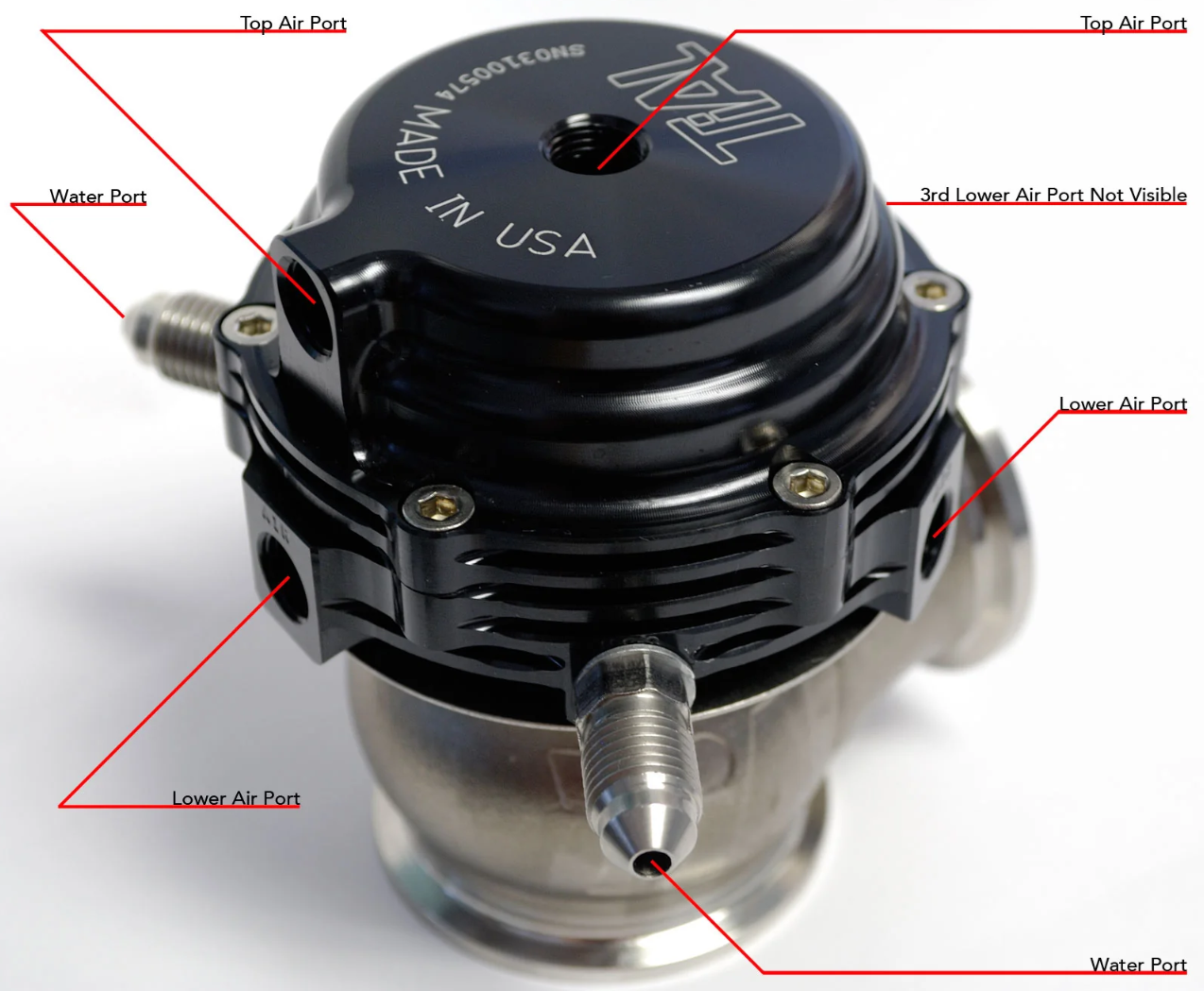 Tial MVS 38mm External Wastegate V-Band (Liquid Cooled, 6 springs)